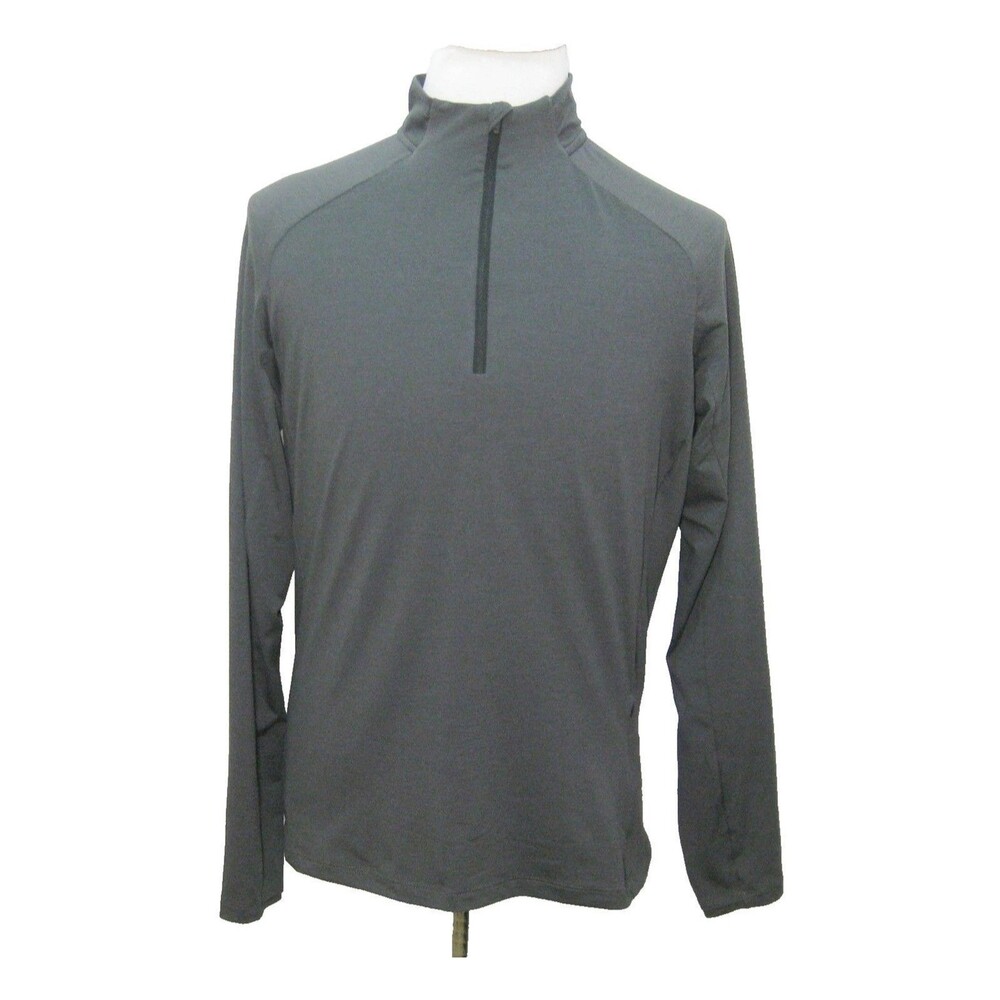 REI Long Sleeve Shirt Mens Medium Gray !/4 Zip Outdoor Hiking Zipper Pocket Top